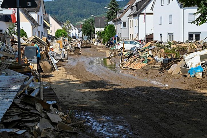 Stor förödelse efter översvämningarna sommaren 2021 i Tyskland.